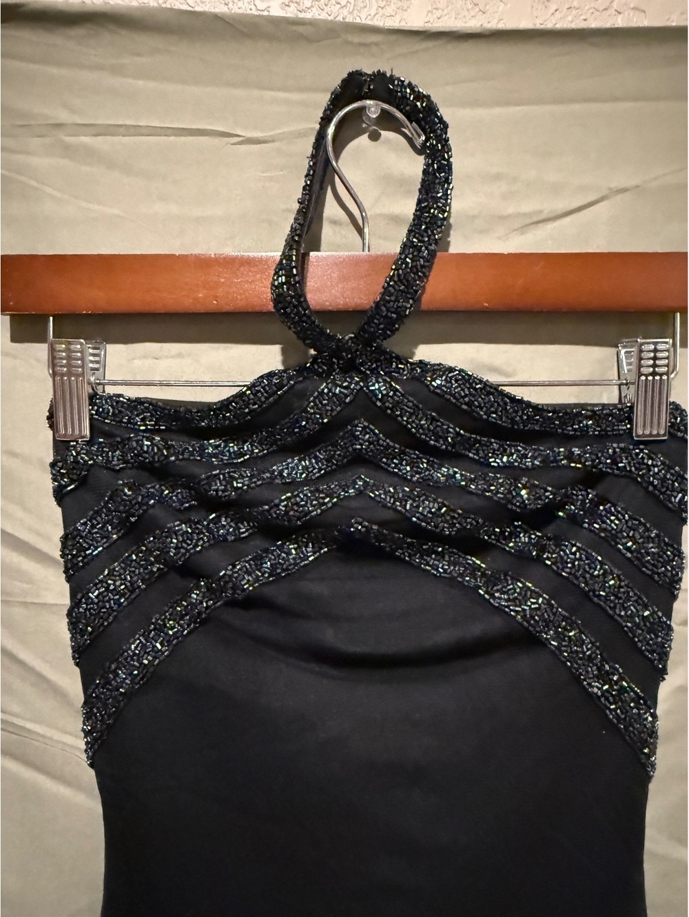 Cache black beaded halter formal gown size 2 - Picture 3 of 7
